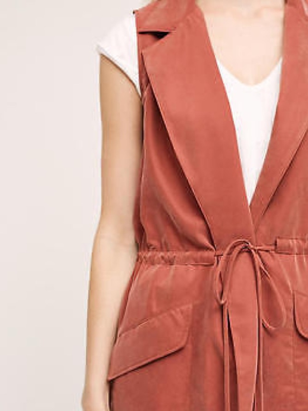 Elevenses | Anthro Old Town Open Front Tie Waist Lightweight Pocket Utility Vest